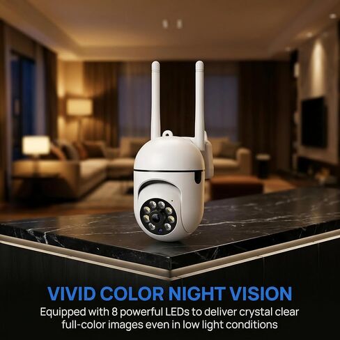 1080P WiFi Night Vision 2 Way Audio Siren Motion Alerts Indoor Security Camera for Baby Pet Monitoring Cloud TF Card Storage White in Kuwait