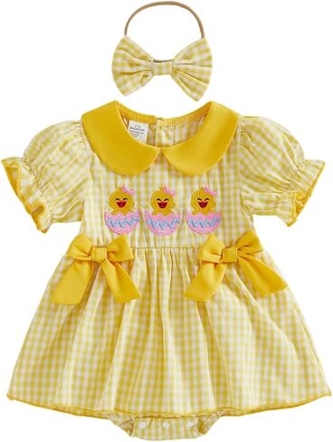 YINGISFITM Baby Girl Easter Outfit Newborn My First Easter Cutest Chicks Romper Onesie Long Sleeve Bodysuit Spring Clothes in Kuwait