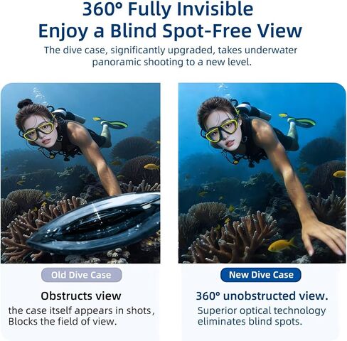 غلاف الكاميرا غير المرئي لضفادع البحر متوافق مع Insta360 X5، مقاوم للماء بتصنيف IPX8، حماية عمق 80 مترًا/260 قدمًا تحت الماء in Kuwait