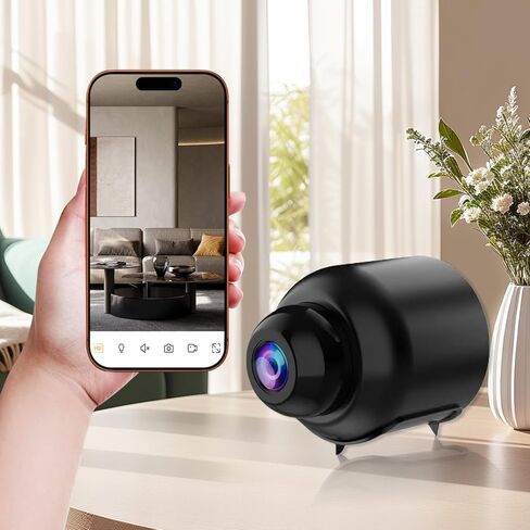 كاميرات مخفية بكاميرا لاسلكية، كاميرا Mini Nanny Cam للمنزل الذكي بدقة 1080 بكسل، كاميرا صغيرة داخلية وخارجية مع رؤية عن بعد، رؤية ليلية، متوافقة مع Android وiOS، للأطفال، مراقبة الحيوانات الأليفة، حارس السيارة (فيديو فقط) in Kuwait