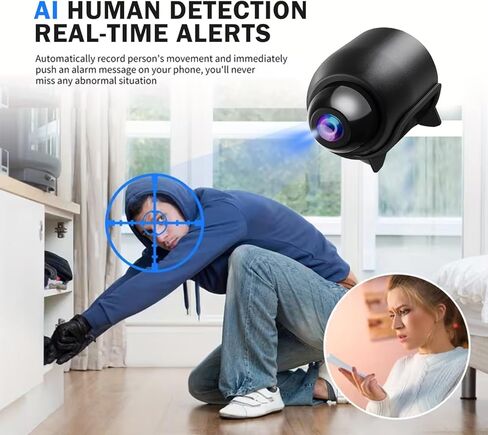 كاميرات مخفية بكاميرا لاسلكية، كاميرا Mini Nanny Cam للمنزل الذكي بدقة 1080 بكسل، كاميرا صغيرة داخلية وخارجية مع رؤية عن بعد، رؤية ليلية، متوافقة مع Android وiOS، للأطفال، مراقبة الحيوانات الأليفة، حارس السيارة (فيديو فقط) in Kuwait