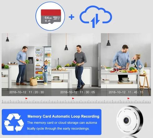 WiFi Camera IP Fisheye CCTV Mini Wireless Video Camera 1080P Panoramic View Camera Fish Eye 360 in Kuwait