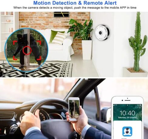WiFi Camera IP Fisheye CCTV Mini Wireless Video Camera 1080P Panoramic View Camera Fish Eye 360 in Kuwait