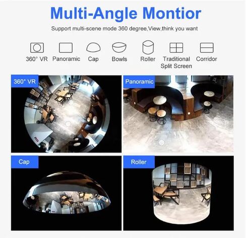 WiFi Camera IP Fisheye CCTV Mini Wireless Video Camera 1080P Panoramic View Camera Fish Eye 360 in Kuwait