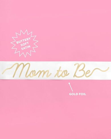 xo، وشاح Fetti White Mom to Be، رقائق ذهبية | إكسسوار استحمام الطفل، مستلزمات إعلان الحمل، ديكورات حفلات تكشف عن الجنس in Kuwait