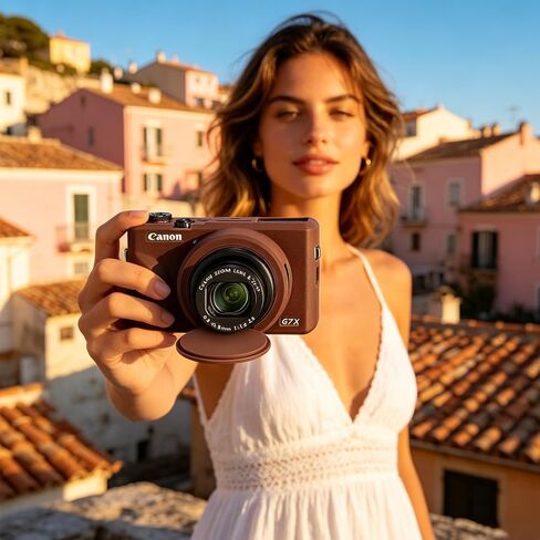 حافظة لكاميرا Canon G7X Mark III، حافظة واقية من السيليكون الناعم، حافظة نحيفة مع غطاء عدسة قابل للإزالة وقطعتين من ملحقات واقي الشاشة، خفيفة الوزن، مضادة للخدش (بني) in Kuwait