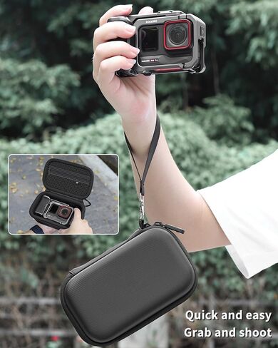 حافظة Ace Pro 2، حقيبة حمل محمولة متوافقة مع كاميرا Insta360 Ace Pro 2/ACE Pro وملحقات المقبض والبطارية، مجموعة Xplore Bundle Kit للسفر الصلب والمقاوم للماء لتخزين السفر (جراب أسود فقط) in Kuwait