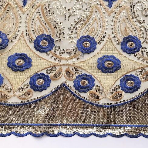 WorthSJLH African Lace Fabric 5 Yards Nigerian Sequin Lace Fabric 2023 Sequence French Wedding Lace BB614 in Saudi Arabia