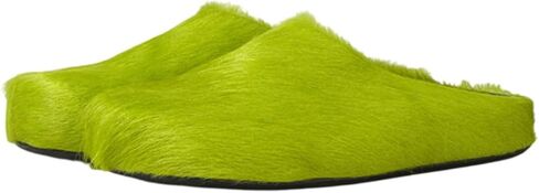 Vertundy Women's Fur Mules Slip On Real Fur Slides Flat Round Toe Platform Fuzzy Clogs Green Shoes in Kuwait
