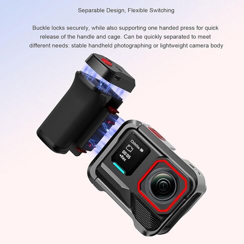Fabater Street Photography Handle for Action 3 4 5 Pro and OSMO 360 Cameras, Aluminum Alloy Camera Grip with Bluetooth Shutter Control and in Kuwait
