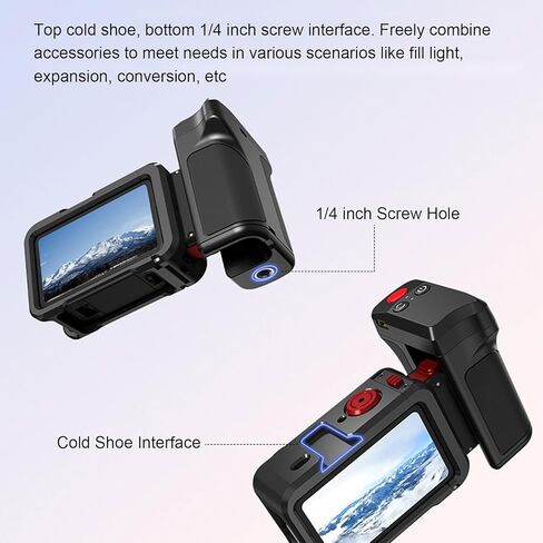 Fabater Street Photography Handle for Action 3 4 5 Pro and OSMO 360 Cameras, Aluminum Alloy Camera Grip with Bluetooth Shutter Control and in Kuwait