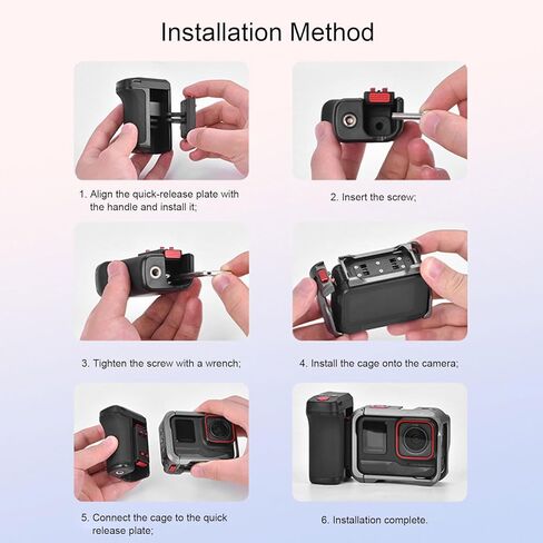Fabater Street Photography Handle for Action 3 4 5 Pro and OSMO 360 Cameras, Aluminum Alloy Camera Grip with Bluetooth Shutter Control and in Kuwait