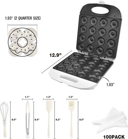 DSP 1400W Mini Donut Maker - Non-Stick, Cool Touch Electric Doughnut Machine for 16 Mini Donuts - Perfect for Breakfast, Snacks & Desserts in Saudi Arabia