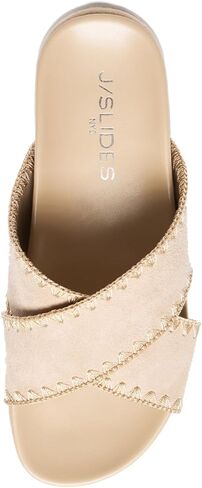صندل نسائي Urban Sport من J/Slides Bae، صندل منزلق ذو نعل سميك، جلد سويدي رملي، مبطن، سهل الارتداء، كاجوال in Kuwait
