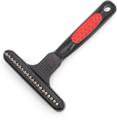 Jeffers Pet Magic Spring Undercoat Rake, Black & Red, 13 Long Pins - Rotating Retractable Teeth for Dogs, Cats - Grooming Tool for Shedding, Detangling, Removing Fur and Mats - Black Red in Saudi Arabia