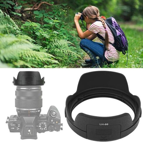 LH 66 Camera Mount Lens Hood, Prevent Non Imaging Light Scattered Light Prevention Hood for ED 12-40mm F2.8 Lens Night Photography Protection from Scratches & Weather in Kuwait
