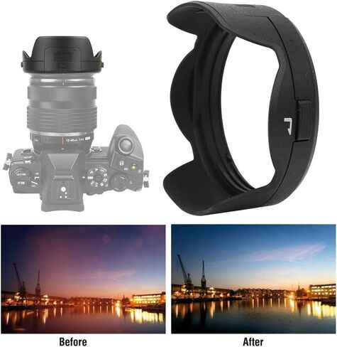 LH 66 Camera Mount Lens Hood, Prevent Non Imaging Light Scattered Light Prevention Hood for ED 12-40mm F2.8 Lens Night Photography Protection from Scratches & Weather in Kuwait