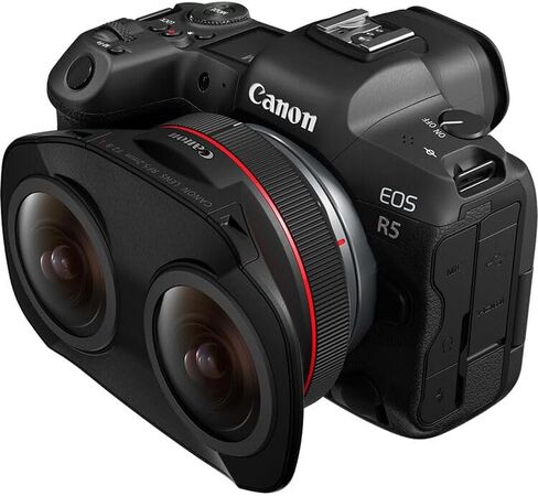 عدسة Canon RF 5.2mm f/2.8L Dual Fisheye 3D VR | عدسة VR مجسمة من سلسلة L مع بصريات مزدوجة وفتحة f/2.8 سريعة وتصميم حامل RF | للحصول على محتوى واقع افتراضي غامر وثلاثي الأبعاد (5554C002) + محول EF-EOS R + المزيد in Kuwait