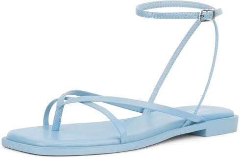 Womens Flats Sandals Square Toe Strappy Ankle Strap Flats in Kuwait