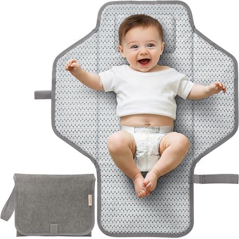 KeaBabies Portable Changing Pad for Baby, Travel – 26 x 21 Wipeable, Waterproof, Foldable Baby Diaper Changing Mat for Diaper Bag, Caddy, Car, Bed, Newborn, Compact Changer Mat Station (Classic Gray) in Kuwait