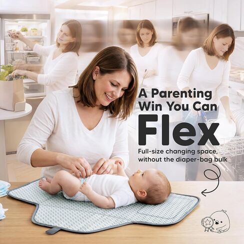 KeaBabies Portable Changing Pad for Baby, Travel – 26 x 21 Wipeable, Waterproof, Foldable Baby Diaper Changing Mat for Diaper Bag, Caddy, Car, Bed, Newborn, Compact Changer Mat Station (Classic Gray) in Kuwait