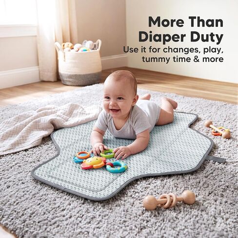 KeaBabies Portable Changing Pad for Baby, Travel – 26 x 21 Wipeable, Waterproof, Foldable Baby Diaper Changing Mat for Diaper Bag, Caddy, Car, Bed, Newborn, Compact Changer Mat Station (Classic Gray) in Kuwait