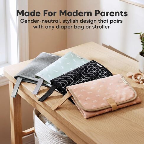 KeaBabies Portable Changing Pad for Baby, Travel – 26 x 21 Wipeable, Waterproof, Foldable Baby Diaper Changing Mat for Diaper Bag, Caddy, Car, Bed, Newborn, Compact Changer Mat Station (Classic Gray) in Kuwait