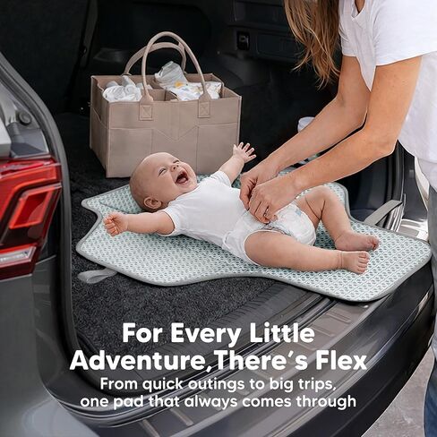 KeaBabies Portable Changing Pad for Baby, Travel – 26 x 21 Wipeable, Waterproof, Foldable Baby Diaper Changing Mat for Diaper Bag, Caddy, Car, Bed, Newborn, Compact Changer Mat Station (Classic Gray) in Kuwait