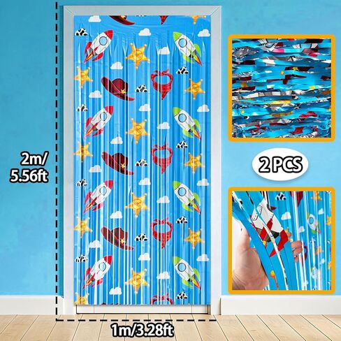 Toy Birthday Party Backdrop, 2 Pack Toy Theme Foil Fringe Curtains for Kids Birthday Decorations, Tinsel Streamers Photo Booth Background for Toy Themed Party Decor in Kuwait