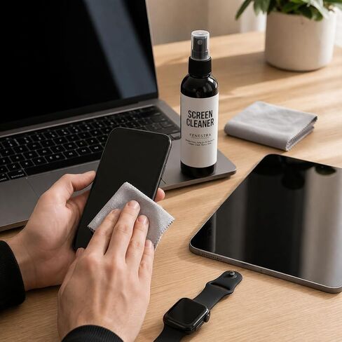 Fenestra Screen Cleaner Spray Kit – 4 oz Premium Screen Cleaning Solution with Microfiber Cloth – Safe for Phones, Laptops, Tablets, TVs and Electronics in Kuwait