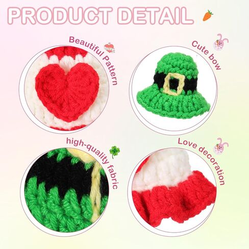 3 Sets St. Patrick's Day Easter Desk Goose Outfits Valentines 7'' Goose Costume with Heart Shamrock Bunny Hat(Cute Style) in Saudi Arabia