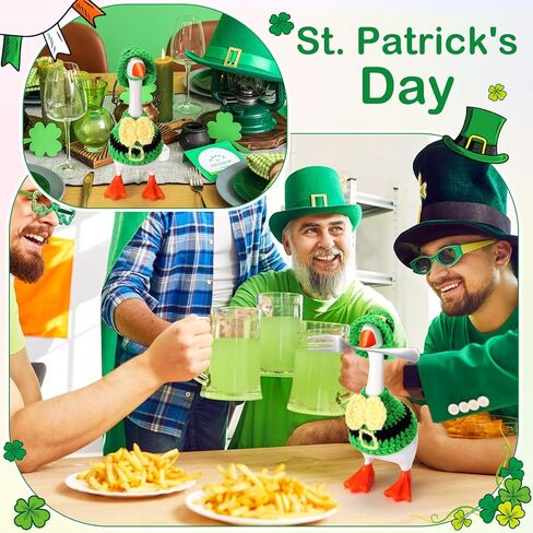 3 Sets St. Patrick's Day Easter Desk Goose Outfits Valentines 7'' Goose Costume with Heart Shamrock Bunny Hat(Cute Style) in Saudi Arabia