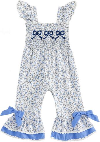 Sasaerucure Summer Clothes Toddler Baby Girl Floral Sleeveless Romper Jumpsuit Overall Pants One Piece Outfit in Saudi Arabia