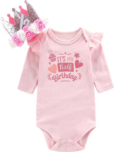 My Half birthday cute Rompers Baby half Birthday Girl It's Halfway to one sweet baby 1/2 in Saudi Arabia