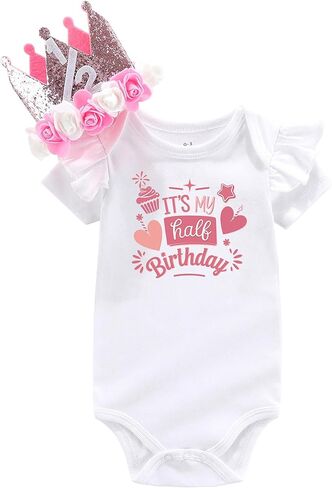 My Half birthday cute Rompers Baby half Birthday Girl It's Halfway to one sweet baby 1/2 in Saudi Arabia