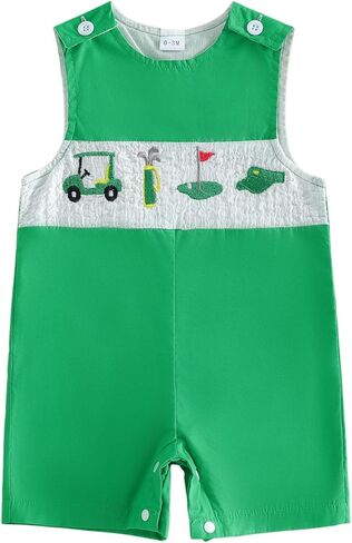 Baby Boy Golf Outfit Newborn Sleeveless Golf Cart Embroidery Romper Jumpsuit Overalls Masters Golf Summer Outfits in Kuwait