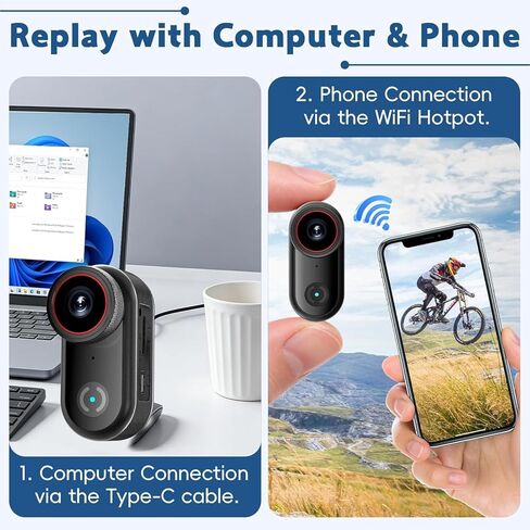 4K Thumb Action Camera,POV Cameras Wearable Mini Body Camera with 32GB Card Portable Vlogging Hands-Free POV Recording Sport Action Video Cam, Helmet Cam for Fishing,Hiking,Cycling, Motorcycle in Kuwait