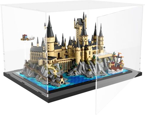 Choowin Acrylic Display Case for Lego Hogwarts Castle 76419 for Lego Himeji Castle 21060, Thickened Clear Acrylic Display Cases for Collectibles, Assemble Dustproof Display Box with Door, Black in Kuwait