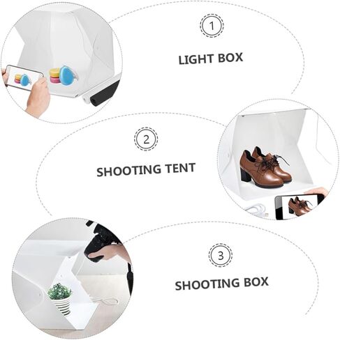 HOMSFOU صندوق إضاءة صغير محمول للصور، خيمة مكعبة إضاءة LED قابلة للطي مقاس 20 سم مع خلفية بلونين لتصوير المنتجات الصغيرة وتصوير الاستوديو in Kuwait