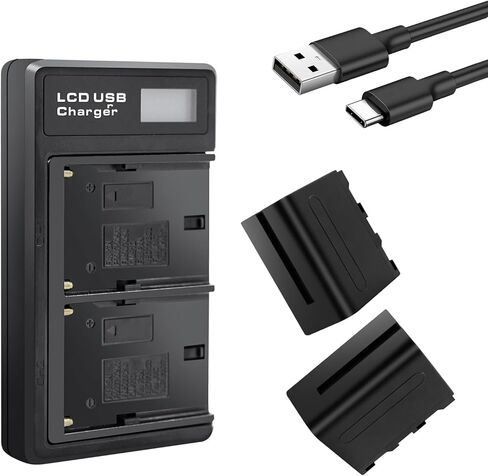 2 Pack NP-F970 Battery with Charging Station, 12000mAh New Upgrade High Capacity Battery Replacement for Sony DCR-VX2100, DSR-PD150, DSR-PD170, FDR-AX1, HDR-AX2000, HDR-FX1,HDR-FX7, HDR-FX1000, etc in Kuwait