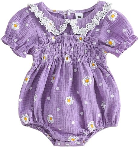 Kavousa Newborn Baby Girl Summer Clothes Short Sleeve Bubble Romper Jumpsuit Top Infant Clothing Cute Baby Girl Outfits in Kuwait