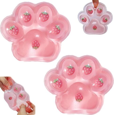 Large Squishy Cat Paw Pink Squeeze Toys 5 inch Cute Strawberry Squishies Paw Super Soft Squishies Fidget Toys Stress Relief Fidget Toys for Party Favors Relieve Anxiety Toys for Kids Adults in Saudi Arabia