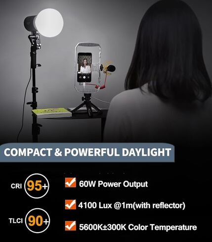 طقم إضاءة فيديو LED من Godox 2Pack SL60W Studio للتصوير الفوتوغرافي، مجموعة إضاءة مستمرة 60 وات، ضوء فلاش مثبت على بوينز 5600K مع صندوق ناعم، جهاز تحكم عن بعد، حامل لتسجيل الفيديو، تصوير صورة المنتج in Kuwait