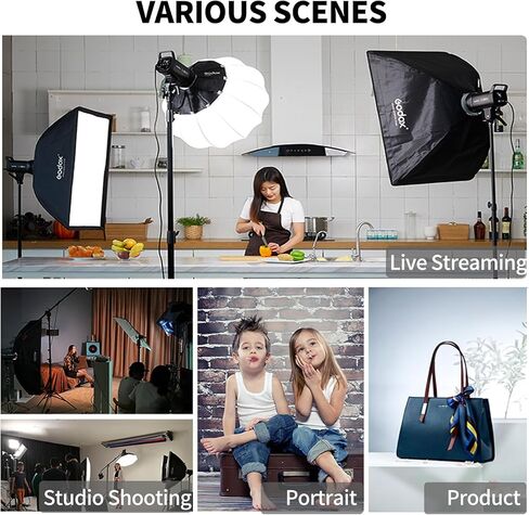 طقم إضاءة فيديو LED من Godox 2Pack SL60W Studio للتصوير الفوتوغرافي، مجموعة إضاءة مستمرة 60 وات، ضوء فلاش مثبت على بوينز 5600K مع صندوق ناعم، جهاز تحكم عن بعد، حامل لتسجيل الفيديو، تصوير صورة المنتج in Kuwait