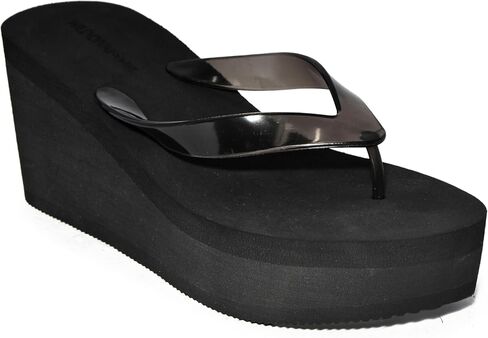 Wild Diva HERERA-02 Women's Y2K Jelly Strap Flip Flop Thong Wedge Sandals in Kuwait