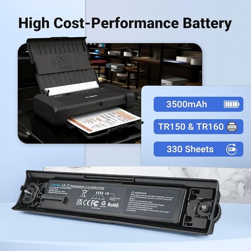LK-72 High-Capacity Replacement Battery Pack, Compatible with Canon PIXMA TR160 and TR150 Mobile Printers in Kuwait