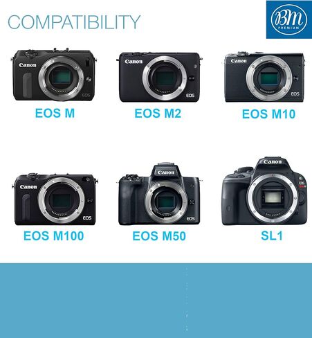 BM Premium 2-حزمة من بطاريات LP-E12 وشاحن بطارية USB مزدوج لكاميرات Canon EOS-M، EOS M2، EOS M10، EOS M50، EOS M50 Mark II، EOS M100، EOS M200، SX70 HS، Rebel SL1 in Kuwait