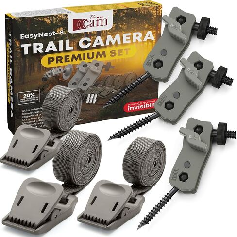 طقم حامل كاميرا Cam Trail - 6 عبوات (3 حوامل معدنية + 3 أشرطة)، شجرة قابلة للتعديل 360 درجة وحامل على الحائط لكاميرات الصيد والأمن in Kuwait
