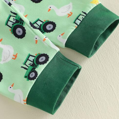 Newborn Baby Boy Farm Outfit Tractor Goose Letter Short Sleeve Romper and Printed Pants Hat 3Pcs Clothes in Saudi Arabia