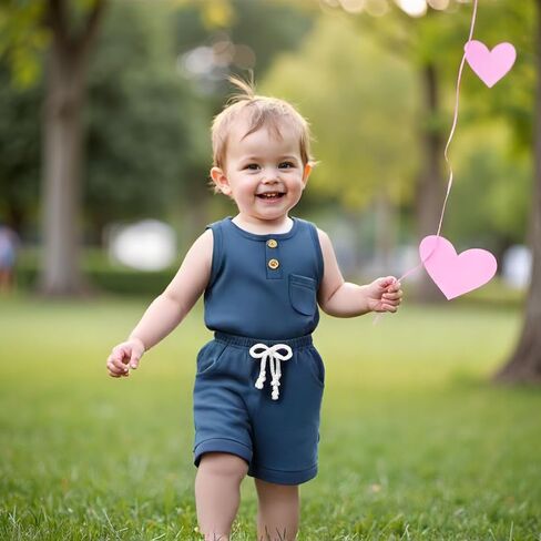 Toddler Baby Boy Summer Clothes Outfits Set Solid Color Sleeveless Tank Tops with Pocket + Shorts in Saudi Arabia